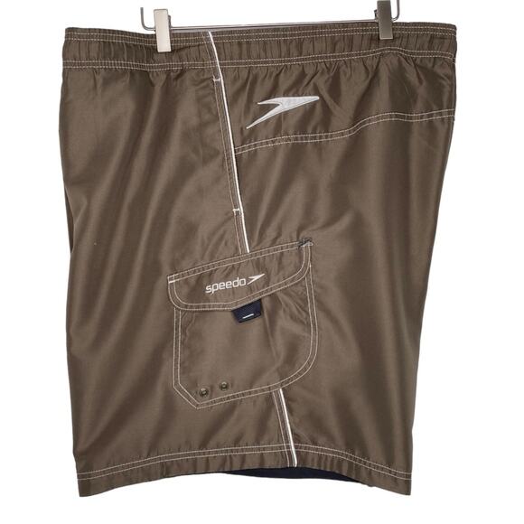 Speedo Men's Swim Trunks Brown Knee Length Marina Sport Volley Boardshorts XXL - Picture 8 of 16